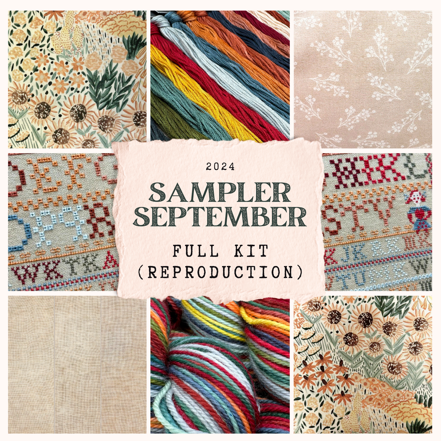 Maximum Cross Stitch, Evertote, Roxy Floss Co, and Timber Yarns - Sampler September 2024 - Full Kit (Reproduction Sampler)