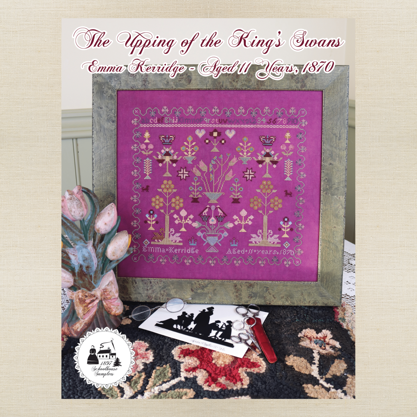 1897 Schoolhouse Samplers - The Upping of the King's Swans: Emma Kerridge Aged 11 Years, 1870 -  Physical Chart and/or Roxy Floss