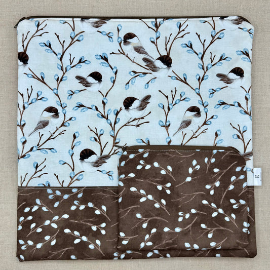 Cheekier Chickadees - Project Bag with Coordinating Notions Pouch