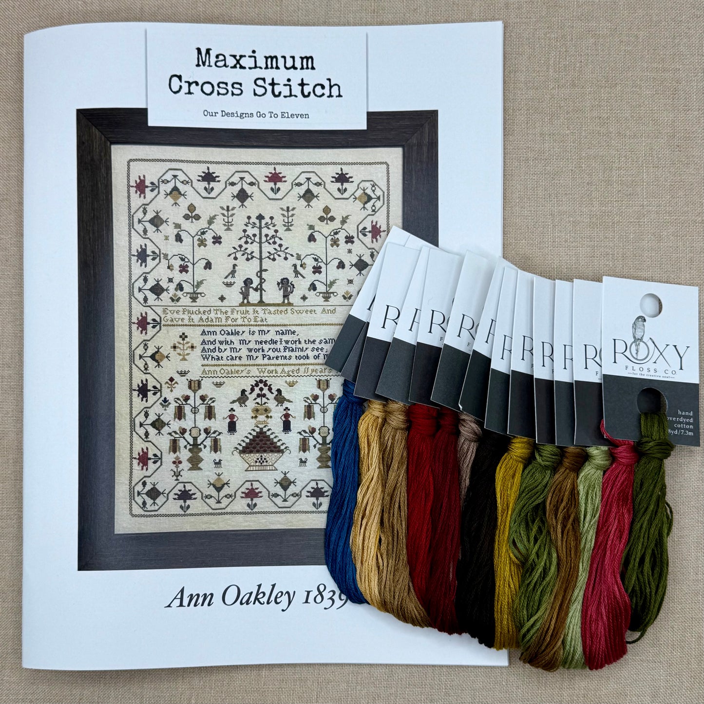 Maximum Cross Stitch - Ann Oakley 1839 - Booklet Chart and/or Roxy Floss Pack