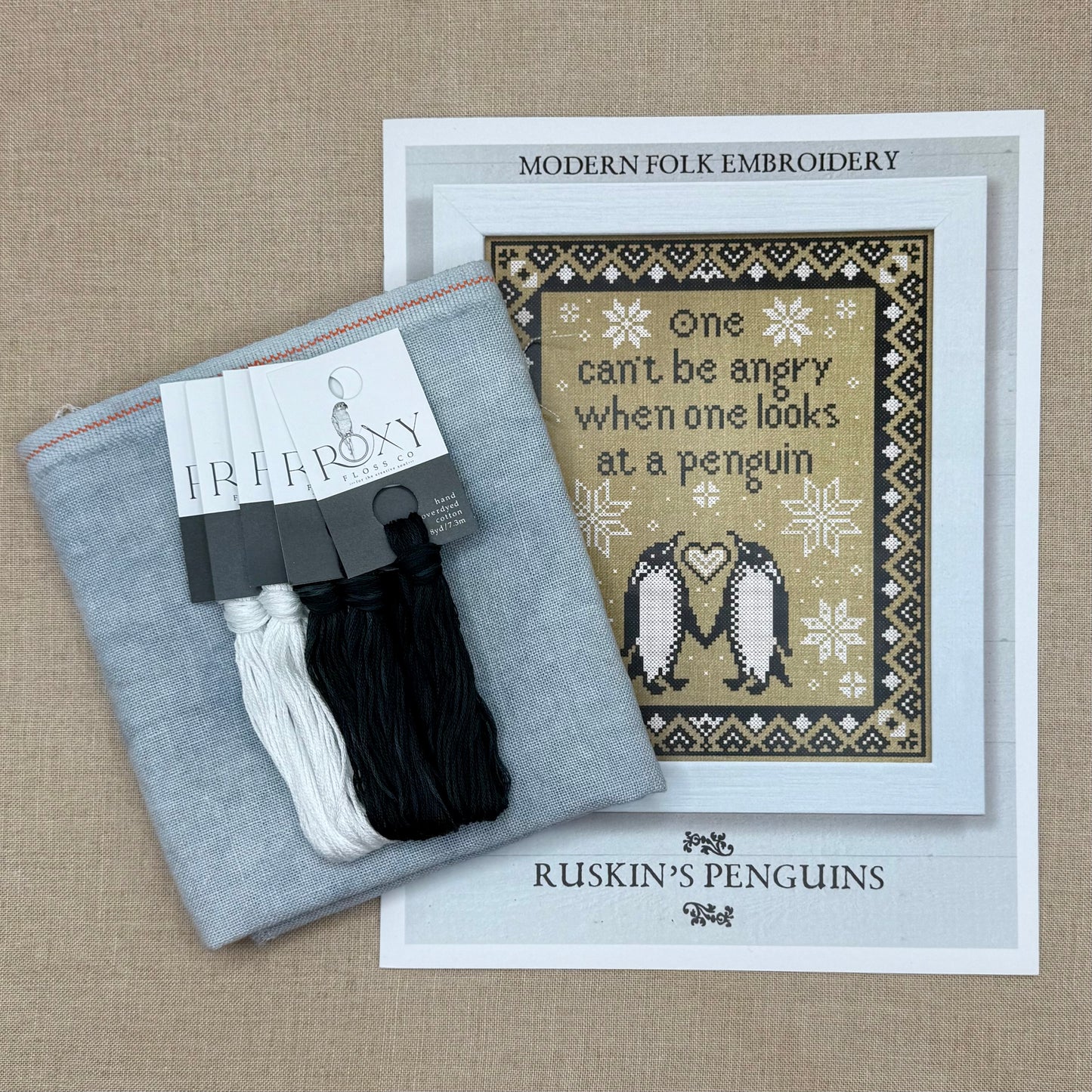 Modern Folk Embroidery - Ruskin's Penguins - Mini Kit