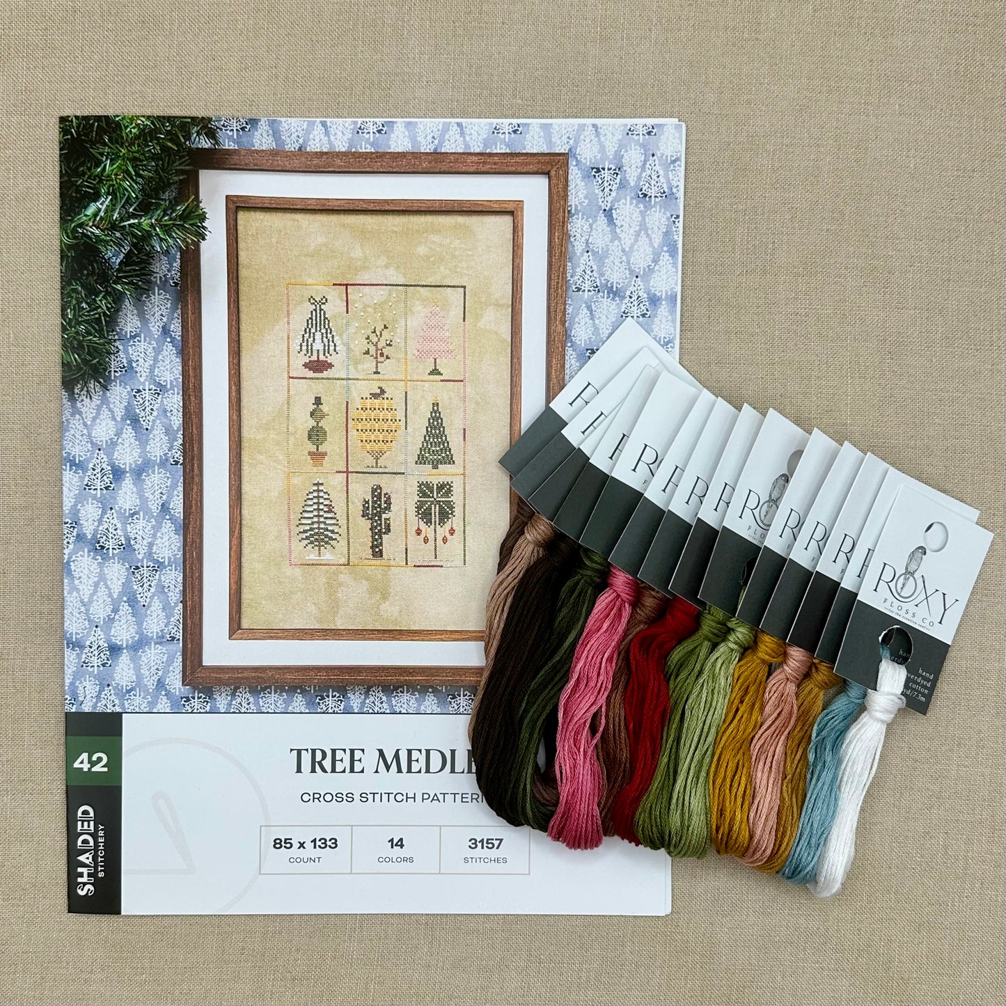 Shaded Stitchery - Tree Medley - Booklet Chart and/or Roxy Floss