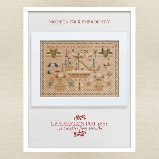 Modern Folk Embroidery - Lammegien Pot 1852 - Booklet Chart and/or Roxy Floss