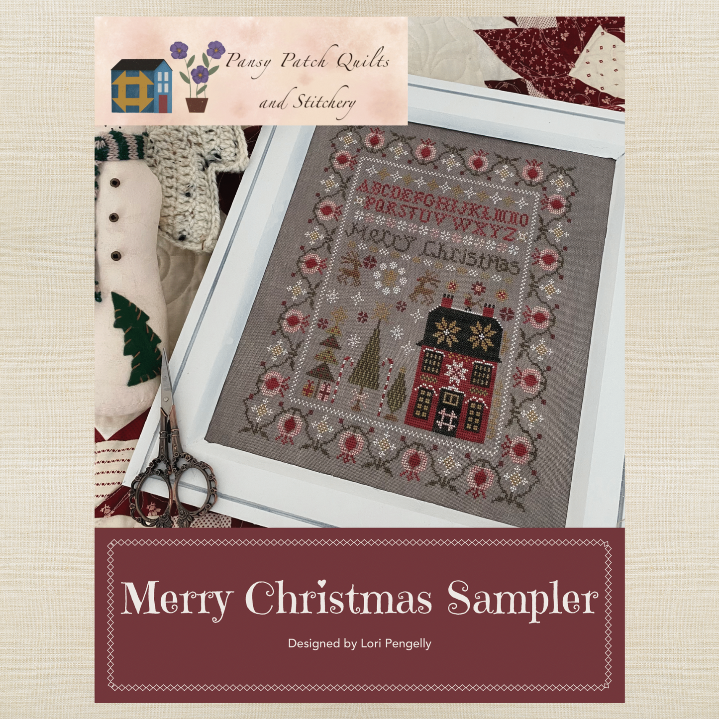 Pansy Patch Quilts and Stitchery - Merry Christmas Sampler - Cross Stitch Chart and/or Roxy Floss Co Threads